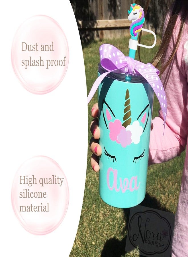 Cussom 4PCS Pink Straw Toppers Set, 10mm Unicorn Straw Covers Cap Compatible with Stanley Cups 30&40 Oz Tumbler with Handle, Reusable Silicone Drinking Tips Accessories - Image 4
